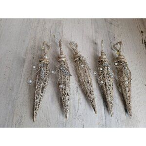 Flower pendant abstract glitter ornament Xmas set unique